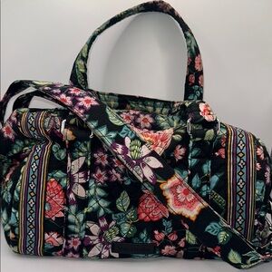 Vera Bradley Black Floral Iconic 100 Bag